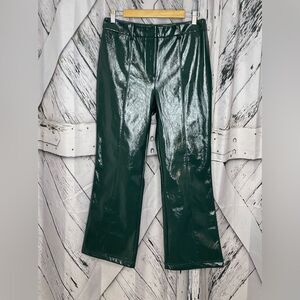NWT 7 For All Mankind Faux Leather Flare Pants Green L